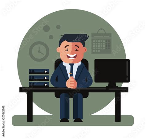 Happy Smiling Office Worker Boss Bank Manager Consultant Character
