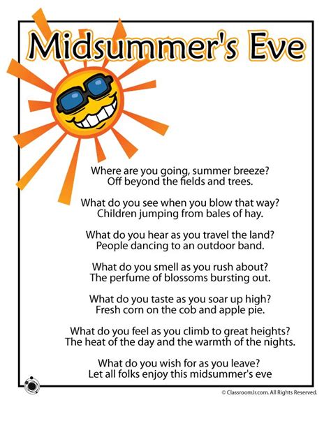 Summer Kids Poem Midsummers Eve Woo Jr Kids Activities Kids