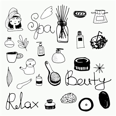 Doodle Set Baño De Masaje Spa Y Bienestar 7580400 Vector En Vecteezy