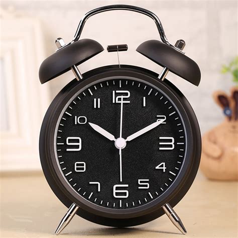 4 Twin Bell Alarm Clock Battery Operated With Stereoscopic Dial Night