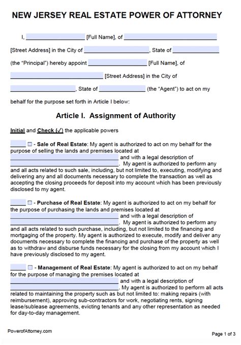 Free New Jersey Power Of Attorney Forms Pdf Templates