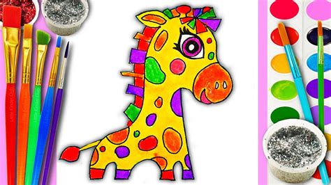 Animals to draw for beginners. Cute Baby Animals Coloring Page Giraffe for Kids to Learn ...
