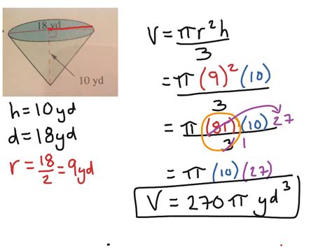 You may think a cone as a 3d solid body which is swept by a right triangle rotating in 3d space around one of its legs as an sxis when the triangle makes the full revolution (the full turn). Volume of cones | Math, Volume, geometry, Middle School ...