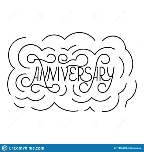 Anniversary Lettering On White Callygraphy Card Template Vector Stock