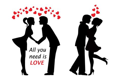 Silhouettes Of Couples In Love Pre Designed Illustrator Graphics