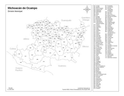Mapa De Michoacán Con Nombres A Blanco Y Negro