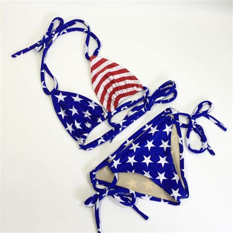 Women S American Flag Bikini Cheeky Scrunch Butt Usa Etsy