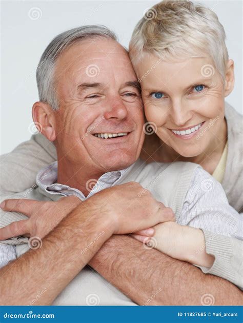 Older Woman Hugging Her Husband From Behind Stock Image Image Of Hand