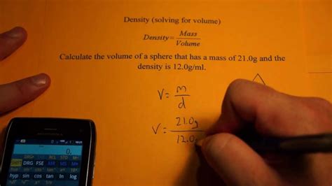 Determining Volume From Density And Mass Youtube