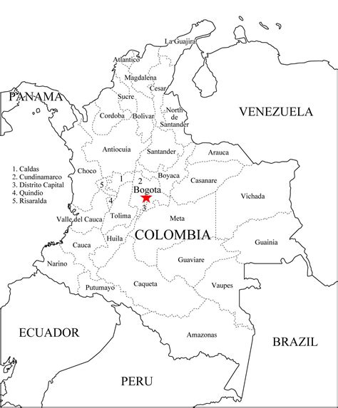 Mapa De Colombia Con Sus Departamentos