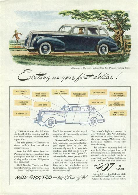 Exciting As Your First Dollar Packard One Ten Touring Sedan Ad 1941 T