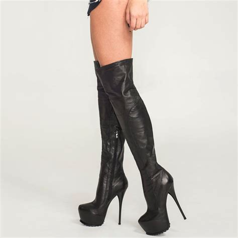 black over the knee platform boots 6 stiletto high heel uk1 9 eu34 42 custom ebay
