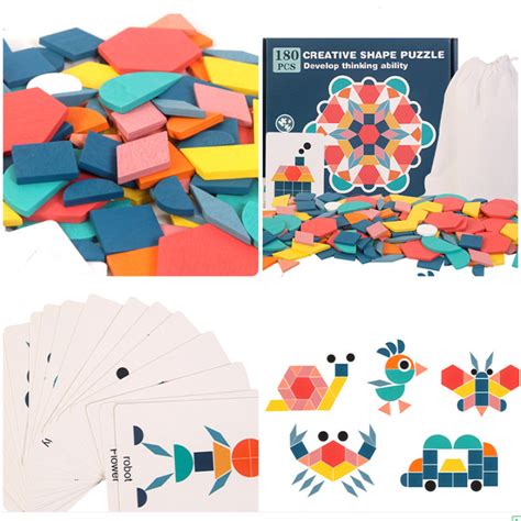 180 Pcs Colorful Creative Multi Shape Puzzle Develop Thinking Ability