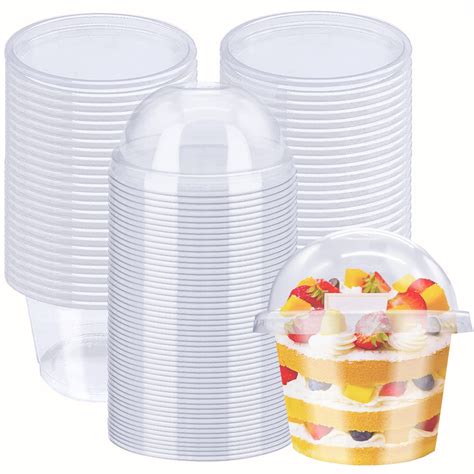 50 Pack 8oz Disposable Clear Plastic Cups With Dome Lidspet Dessert