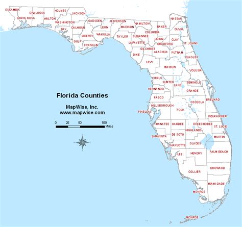 A Map Of Florida With The Location Of Major Cities And Towns On Its Side