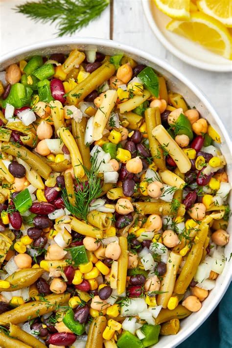 easy five bean salad recipe with vinaigrette dressing