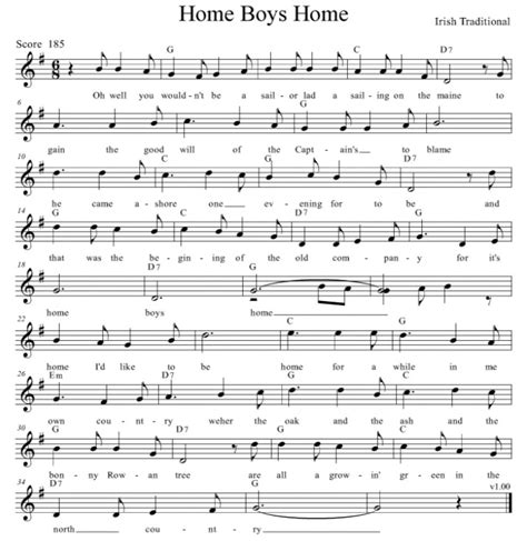 Home Boys Home Guitar Chords And Lyrics By The Dubliners Irish Folk Songs
