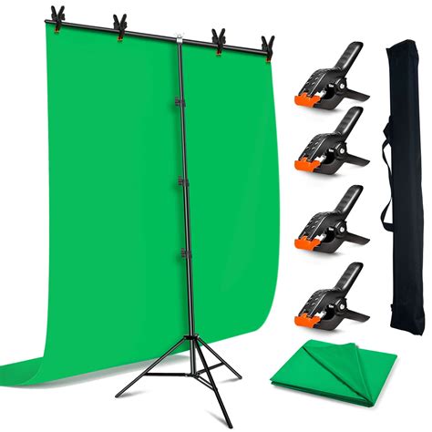 Buy Green Screen Backdrop With Stand Kit 5 X 6 5 Ft Portable Chromakey Green Screen Kit With