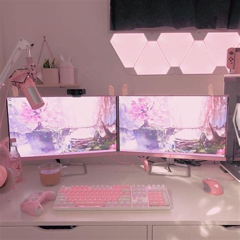 My Streaming Station I Know Pink Is Overdone But I Still Love It Either Way Video Game Room