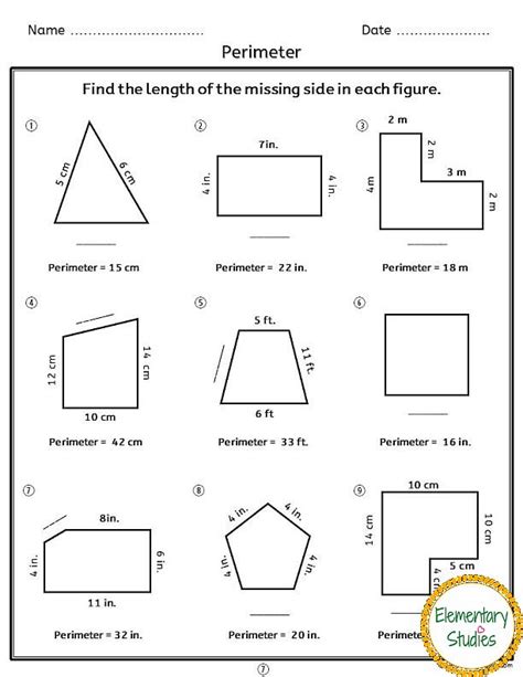 Geometry Perimeter And Area Worksheet