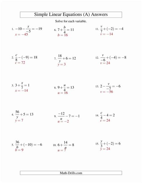 50 solving Linear Equations Worksheet Pdf in 2020 Solving linear