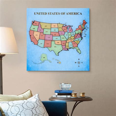 Map Of The United States Canvas Wall Art Print Map Home Decor Ebay