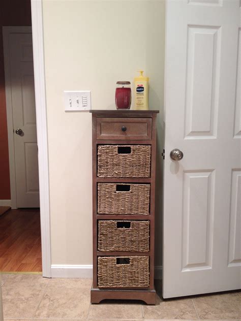 These types of baskets, which refer us to nature, are resistant and also durable. Bathroom storage cabinet $100 from home goods. Real wood ...