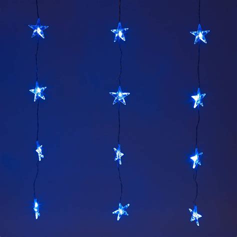 24 Led Star Curtain Lights Indoor And Outdoor ~ Brilliant Blue