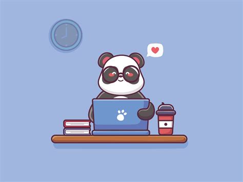 Cute Panda Working On Laptop By Omah Obah Studio On Dribbble