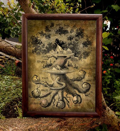 Yggdrasil Art Print Druid Heathen Asatru Pagan Decor Viking Etsy