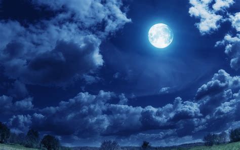 Wallpaper Night Sky Full Moon Clouds Moon Desktop