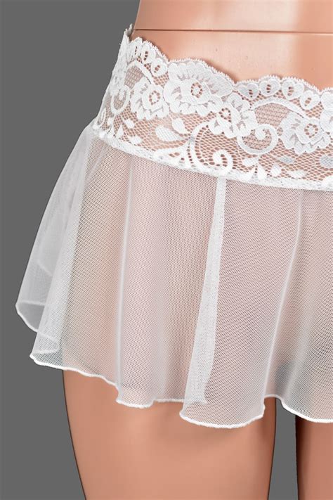 Sheer White Mesh And Lace Micro Mini Skirt Xs S M L Xl Xl Xl Etsy