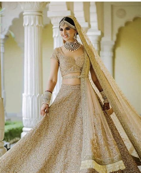 Beautiful Golden Bridal Lehenga Golden Bridal Lehenga Indian Bridal Dress Indian Bridal Outfits