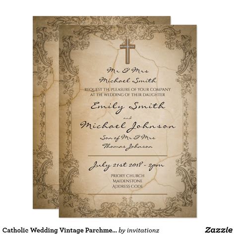 Catholic Wedding Invitations Catholic Wedding Vintage Parchment