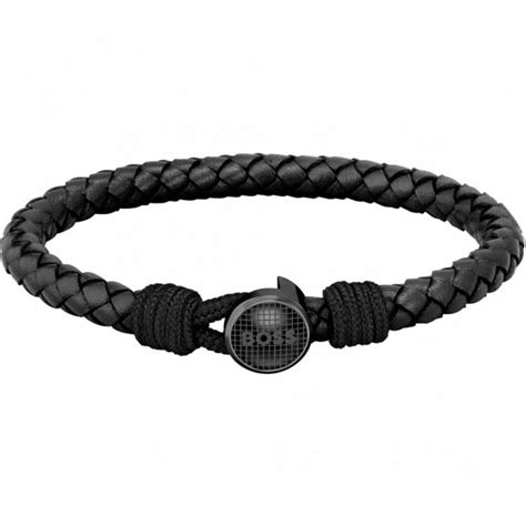 Mens Black Leather Thad Bracelet Bracelets From Hillier Jewellers Uk