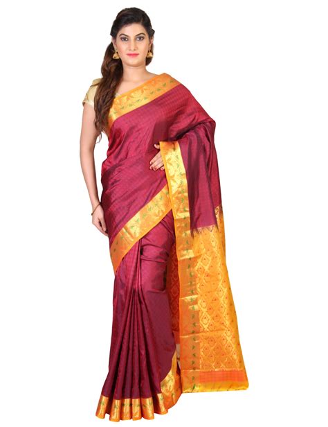 The Chennai Silks Maroon Kanchipuram Saree Buy The Chennai Silks