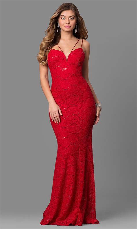 Check out our formal dress sequin selection for the very best in unique or custom, handmade pieces from our shops. Lace and Sequin Prom Dress with Open Back - PromGirl