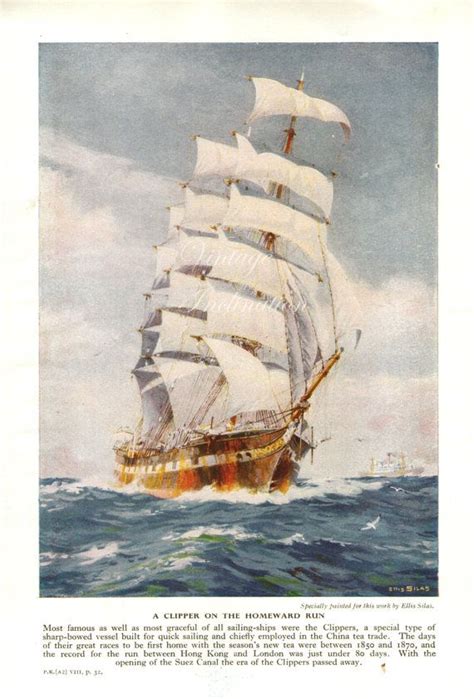 Antique Sailing Prints Antique Print Clipper Sailing Ship Chart