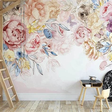 Custom Mural Floral Wallpaper Rose Flowers Pastoral Style Bvm Home