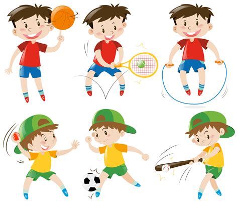 Cartoon Kids During Physical Education Sports Team Cl