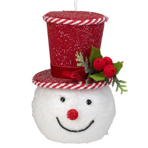 725 Red And White Snowman Head Hanging Christmas Decoration Walmart
