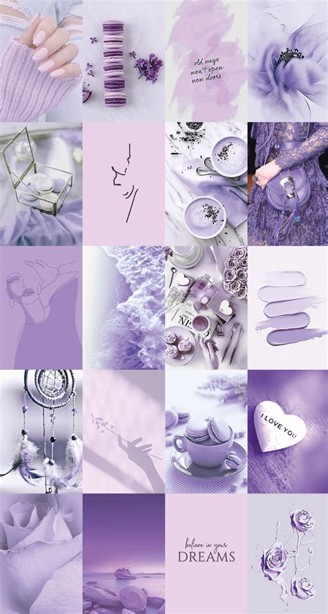 110pcs Lavender Purple Wall Collage Kit Aesthetic Trendy Girly Photo
