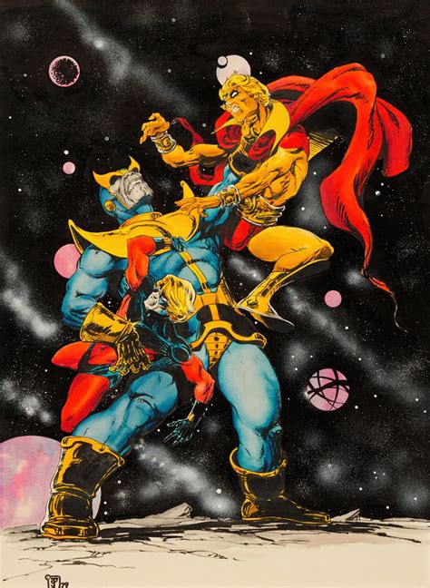 Thanos Vs Adam Warlock And Captain Marvel By Jim Starlin Artvee