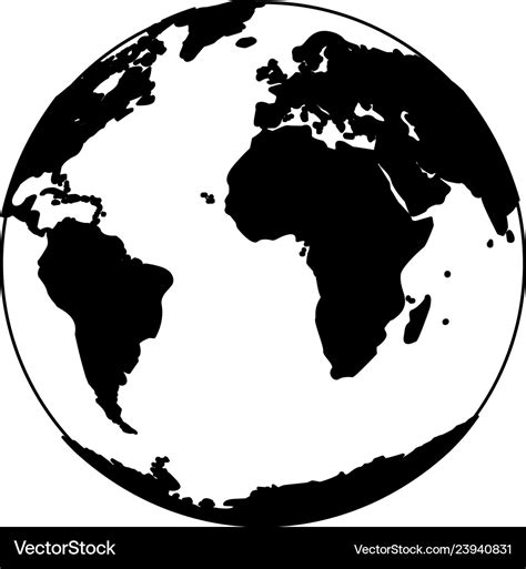 World Earth Cartoon Isolated In Black And White Vector Image