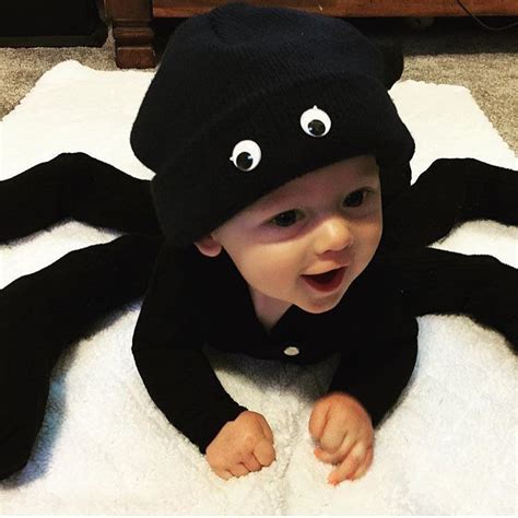 Diy Baby Spider Costume Using Black Baby Breez Rompersleeper Photo