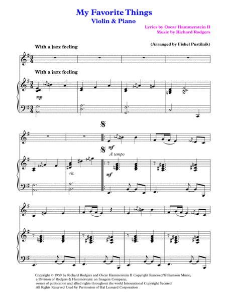 My Favorite Things For Violin And Piano Sheet Music Pdf Download