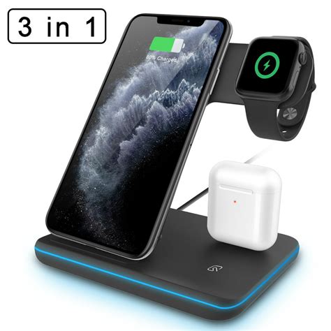 Elegant Choise 3 In 1 Qi Fast Wireless Charger Stand Dock Pad For Iphone 12airpodsapple Watch