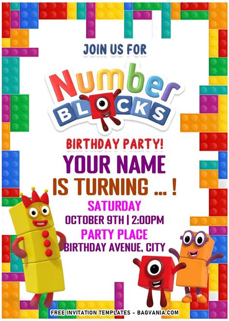 Free Editable Pdf Precious Numberblocks Themed Birthday Invitation