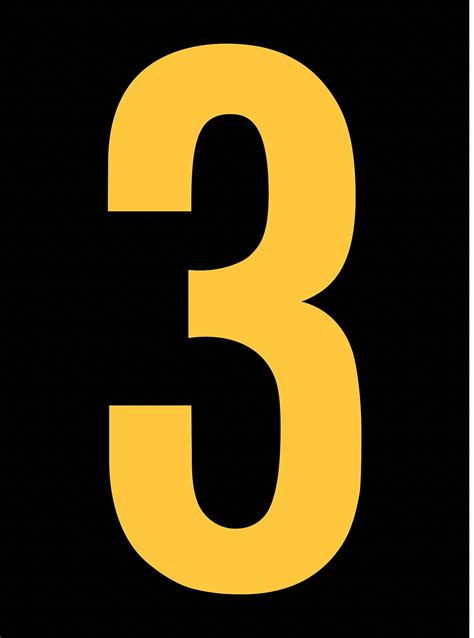Stranco Inc Reflective Number Label 3 Reflective Yellow On Black 2 1