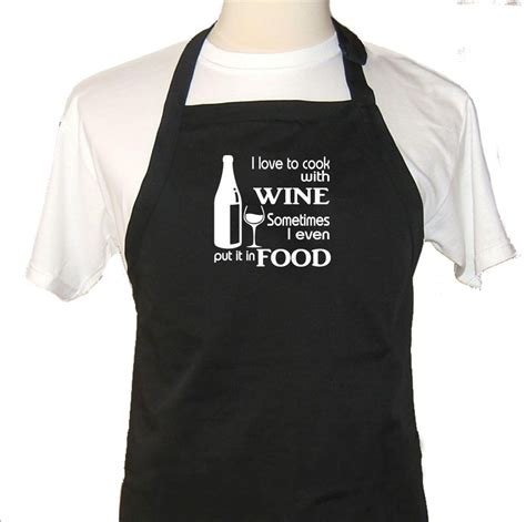 Funny Apron I Love To Cook With Wine Even In Food Mens Womens Chef Full Length Ebay Funny